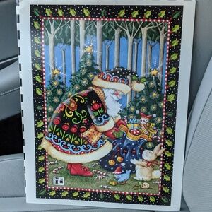 Mary Engelbreit  Poster 11x14 Animal’s Christmas Santa With Animals Print